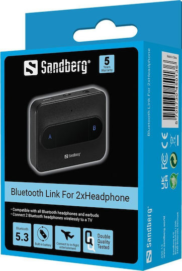 Sandberg Bluetooth 5.3 Receiver / Transmitter με θύρα εξόδου 3.5mm Jack Link For 2xHeadphone