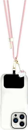 Lănțișor universal pentru telefon cu patch Hello Kitty și breloc cap de pisicuță, roz