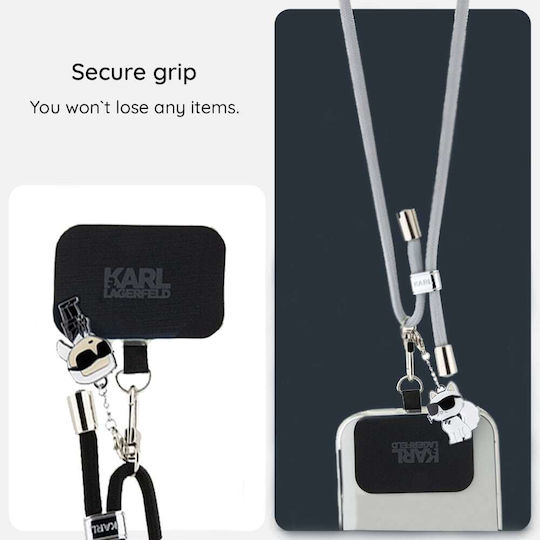 Karl Lagerfeld Ikonik Neck Strap for Mobile Phones Black