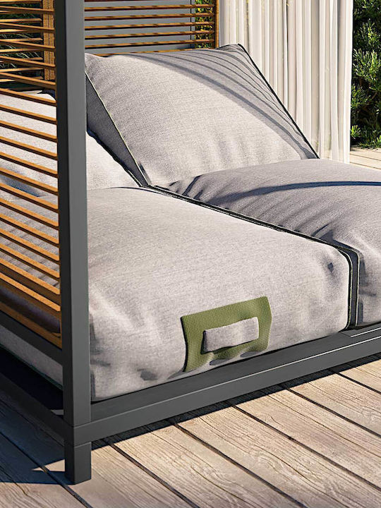 Liegestuhl-Bett Doppel Alcova mit Kissen & Sonnenschirm 200x210x200cm.