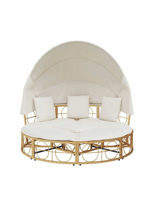 Pat Lounge Exterior Dom Cu Pernă Poly Rattan Crem 4108235