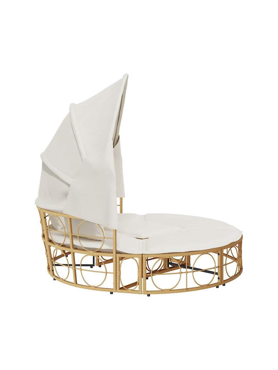 Pat Lounge Exterior Dom Cu Pernă Poly Rattan Crem 4108235