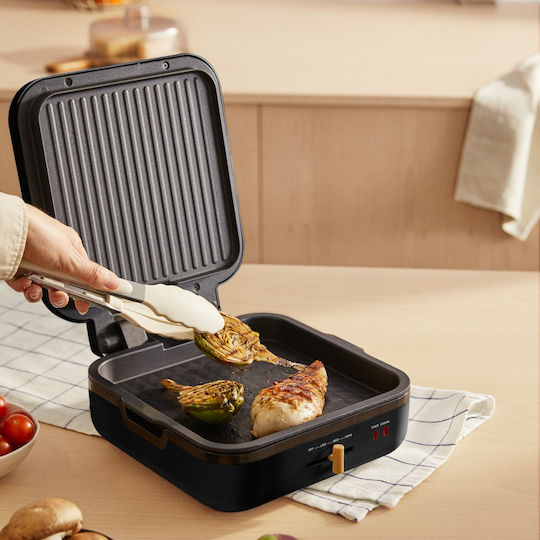 Create Tabletop Electric Grill 1400W Inox with Adjustable Thermostat 23cmx23cmcm