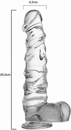 SMD CrystalVein Ρεαλιστικό Dildo με Όρχεις και Βεντούζα Διάφανο 25.5cm
