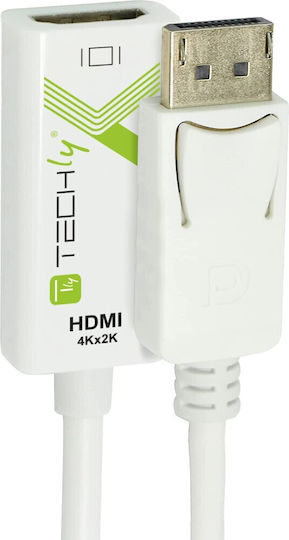 Techly Cable DisplayPort male - HDMI male 0.25m Λευκό (IADAP DP-HDMIFP460)