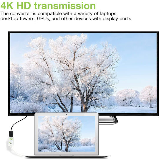 Techly Cable DisplayPort male - HDMI male 0.25m Λευκό (IADAP DP-HDMIFP460)