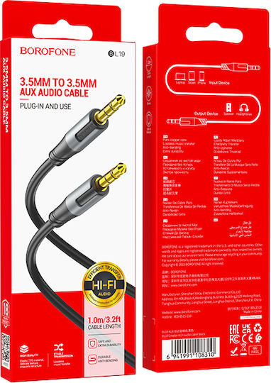 Borofone 3,5mm Klinkenkabel 3,5mm Stecker - 3,5mm Stecker Schwarz 1m Bl19 Creator