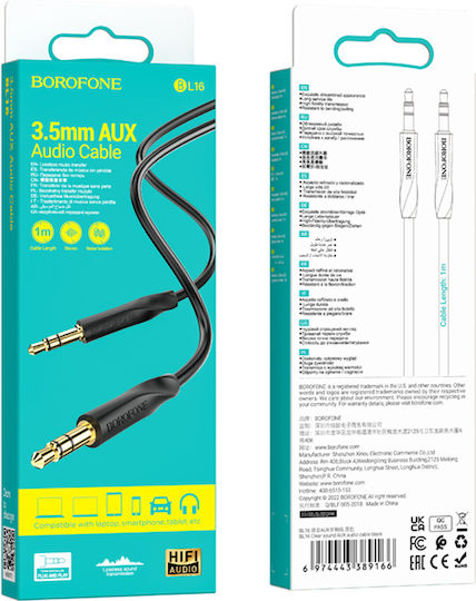 Borofone 3,5mm Klinkenkabel 3,5mm Stecker - 3,5mm Stecker Schwarz 1m Bl16