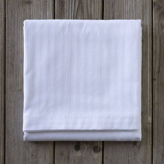 Hotel Sheet 280x280 1cm Striped 60% Cotton 40% Polyester 230tc Nima Hotelling White 280x280