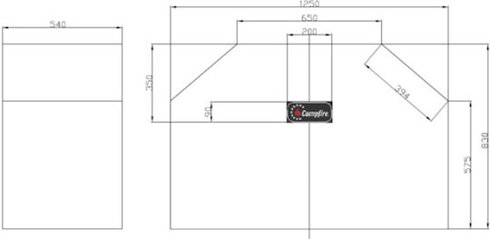 Campfire Grill Cover Black Compatible with the 25-34719 with UV Protection 125cmx82cmx56cmcm