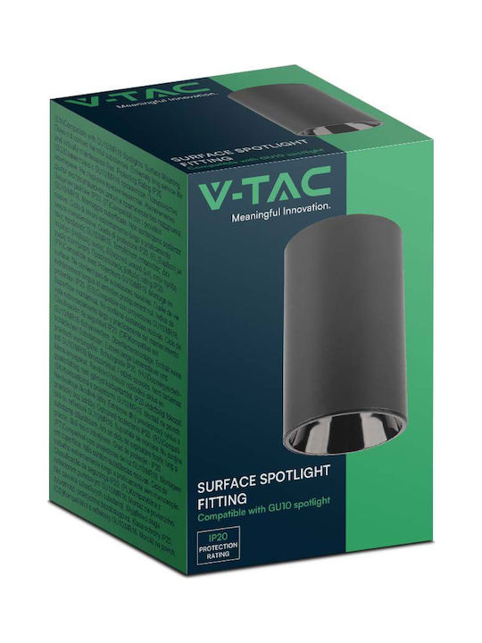 V-TAC Single Spot with Socket GU10 in Black Color