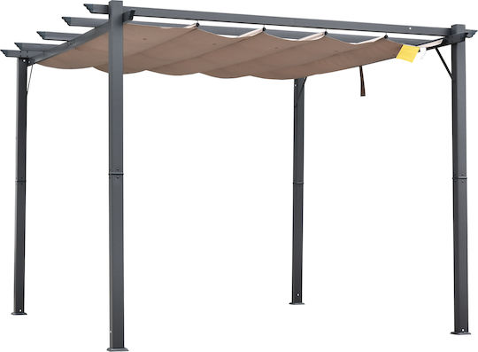 Pergolă De Grădină Cu Tavan În Culoare Gri 300x300cm