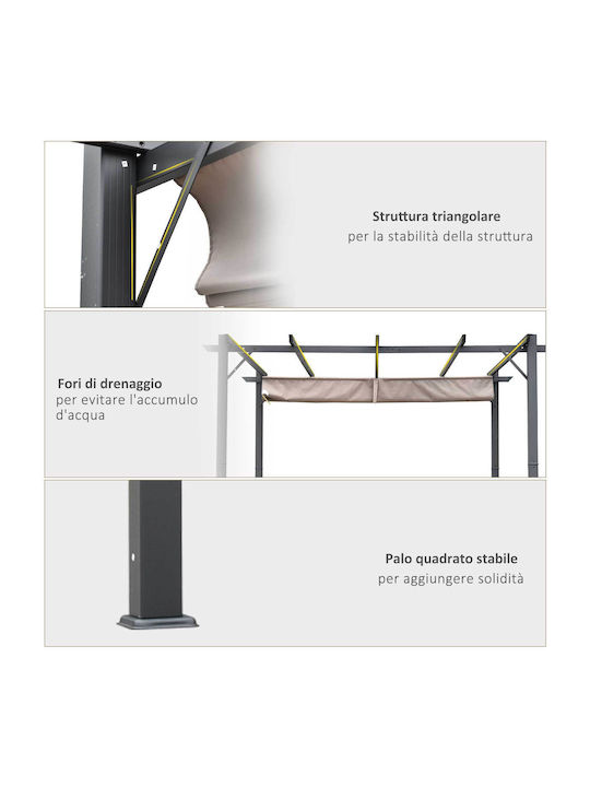 Garden Pergola with Ceiling in Gray Color 300x300cm