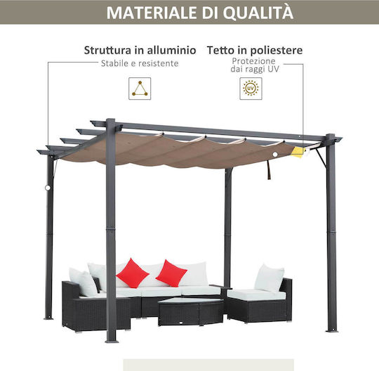 Pergolă De Grădină Cu Tavan În Culoare Gri 300x300cm