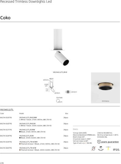 VK Lighting Monos LED Alb Cald Spot în Culoare Bronz