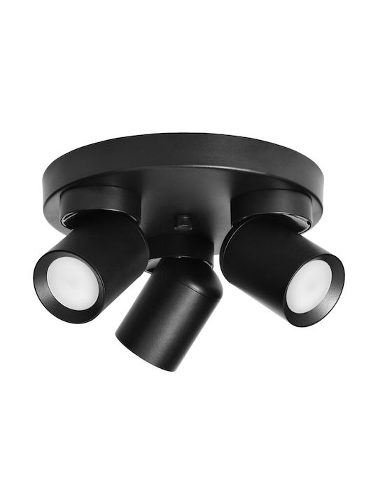 Orno Triplu Spot cu Soclu GU10 în Culoare Negru