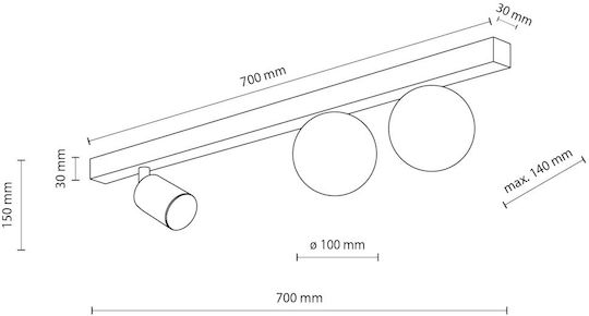 TK Lighting Единично Спот с Цокъл GU10 в Черен Цвят