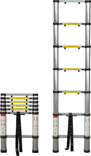 JBM Telescopic Ladder Aluminum 6 of Steps with Maximum Height 2m