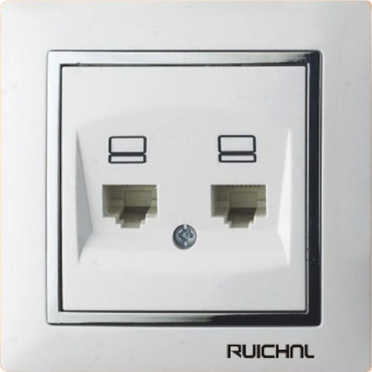 Διπλή Πρίζα Δικτύου και Τηλεφώνου RJ45/RJ11 με Πλαίσιο σε Λευκό Χρώμα 674957