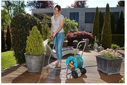 Gardena Classic Aquaroll Wheeled Garden Hose Reel with Hose 20m with Rewind Handle
