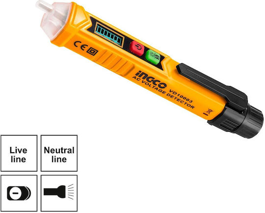 Ingco Detector de Tensiune VD10003 AC cu Interval de Măsurare 12 - 1000V