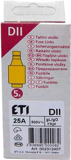 Eti Φυσίγγιο Ασφάλειας Τήξεως Diazed