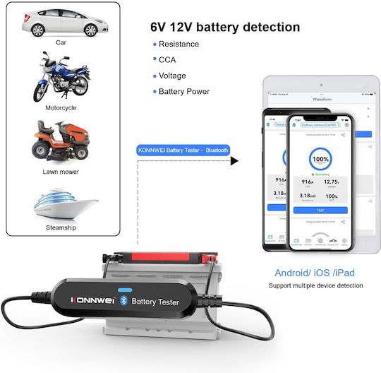 6v 12v Bluetooth Ios Android Αναλογικό Battery Tester