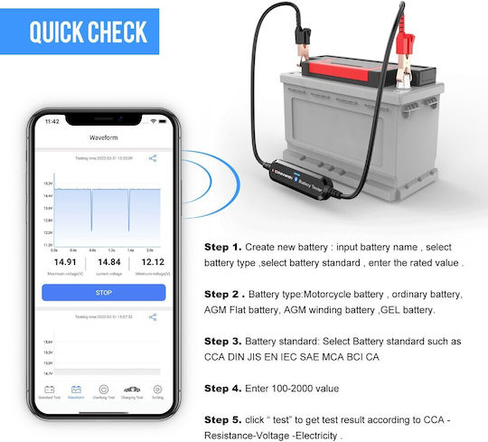 6v 12v Bluetooth Ios Android Αναλογικό Battery Tester