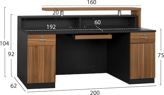 HomeMarkt Supreme Офис Рецепция с Размери Д200xШ62xВ104см