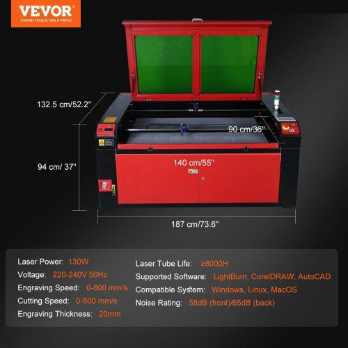 Vevor 130w Laser Engraving Cutting Machine Working Area 900 X 1400 Mm Max 20 Mm