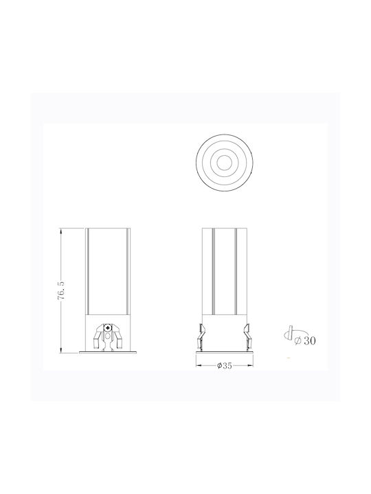 Sun Light Μεταλλικό Χωνευτό Σποτ με Ενσωματωμένο LED και Φυσικό Λευκό Φως Γκρι 3.5x3.5εκ. 1τμχ