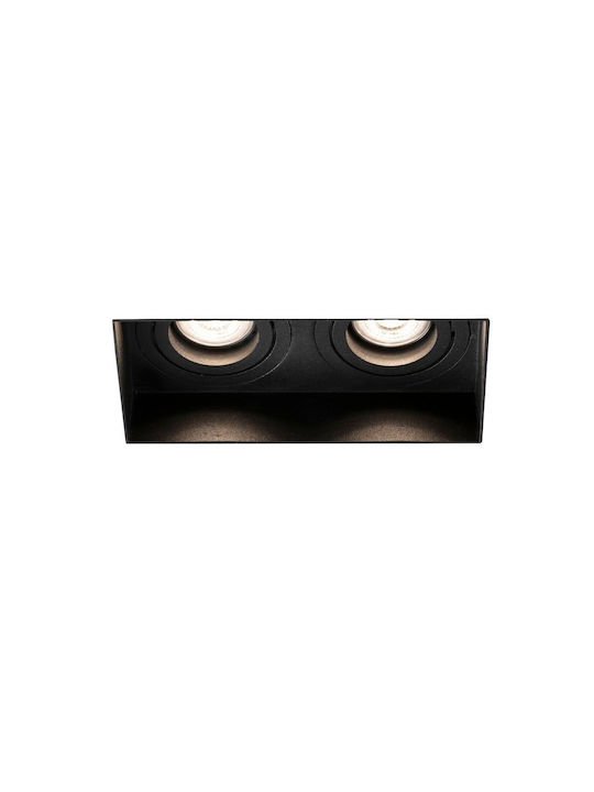 Faro Barcelona Hyde Paralelogram Metalic Spot Încorporat cu Soclu GU10 Negru 16.4x5.5cm. 1buc