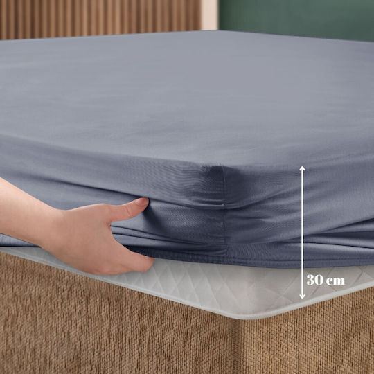 First Choice Σετ King Size 3τμχ 200x200εκ. με Λάστιχο Blue (eventide)