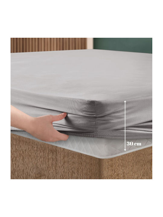 First Choice Set Cearșaf cu 2 Fețe de pernă Super dublu cu Elastic 160x200cm. Gray (ash) 3buc