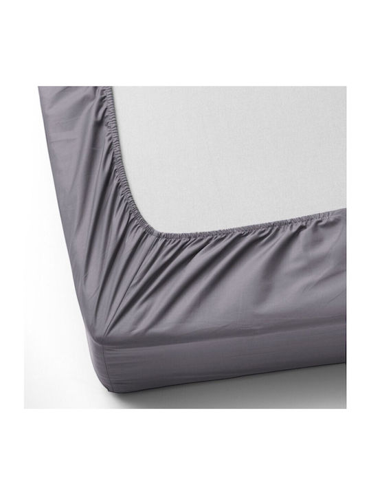 First Choice Sheet Set with 2 Pillowcases Super-Double with Elastic 160x200cm. Gray (quicksilver) 3pcs