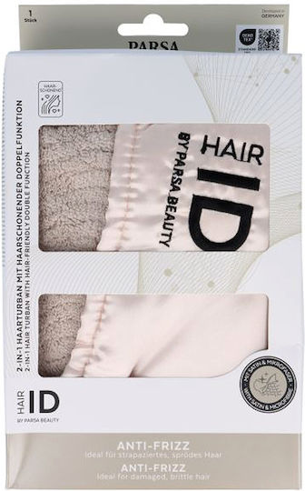 Parsa Hair Id 2 În 1 Turban de Păr Anti-încrețire din Microfibră & Satin Roz Bej Aplicare Duală Prosop de Păr Roz Bej