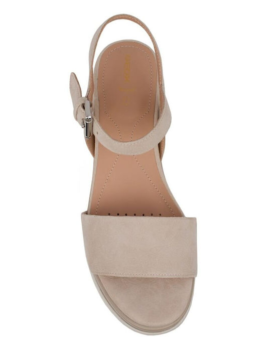 D Gardenia C Anatomic Women's Leather Ankle Strap Platforms Beige