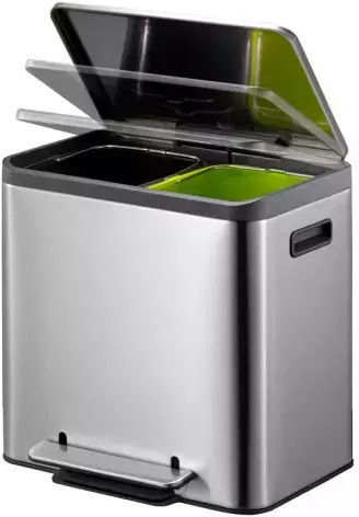 Eko Recycling Waste Bin from Inox Steel with Pedal Silver 24lt