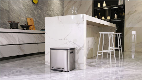 Eko Recycling Waste Bin from Inox Steel with Pedal Silver 24lt
