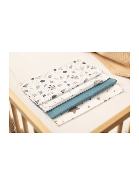 Sensillo Musselin-Kuscheldecken Blau 35x35cm. 4Stück