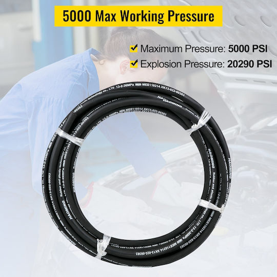 Vevor Hydraulic Hose 1/2" Hydraulic Oil Hoses 50 Feet 5000 Psi Maximum Pressure