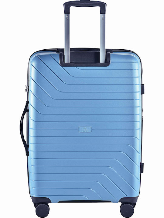 Lavor Cabin Hard Light Blue Travel Suitcase with 4 Wheels Height 55cm