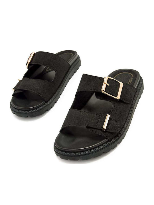 Flache Sandalen für Damen in Schwarz Farbe