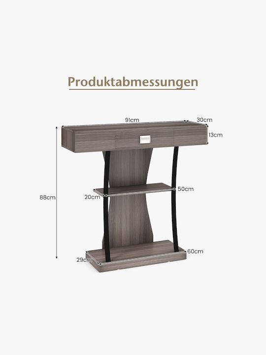 Wooden Console Table Wood & Metal Gray L91xW30xH89cm