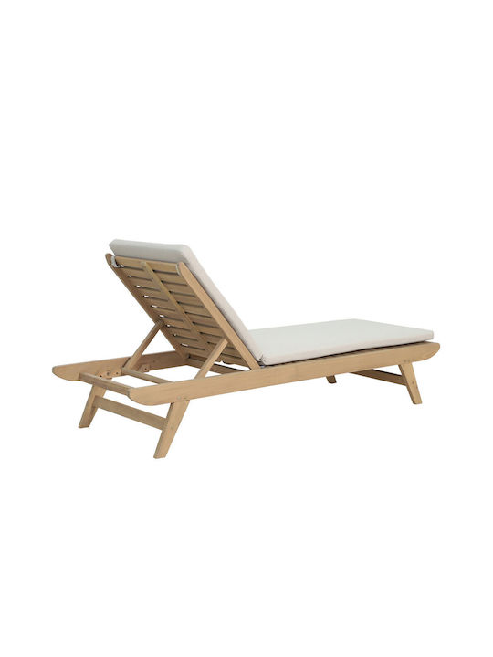Deckchair Wooden Etoile with Cushion Beige 185x65x87.5cm.