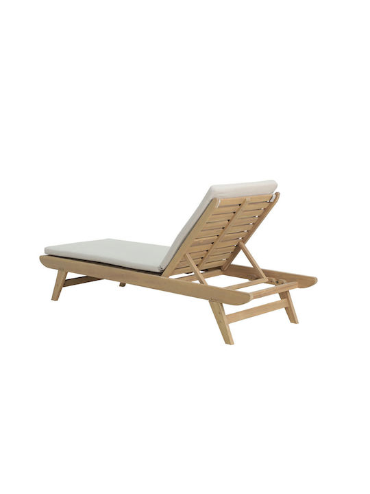 Deckchair Wooden Etoile with Cushion Beige 185x65x87.5cm.