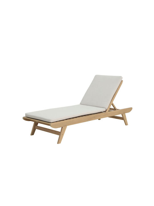 Deckchair Wooden Etoile with Cushion Beige 185x65x87.5cm.
