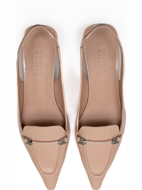 Patent Leather Pink Low Heels with Strap