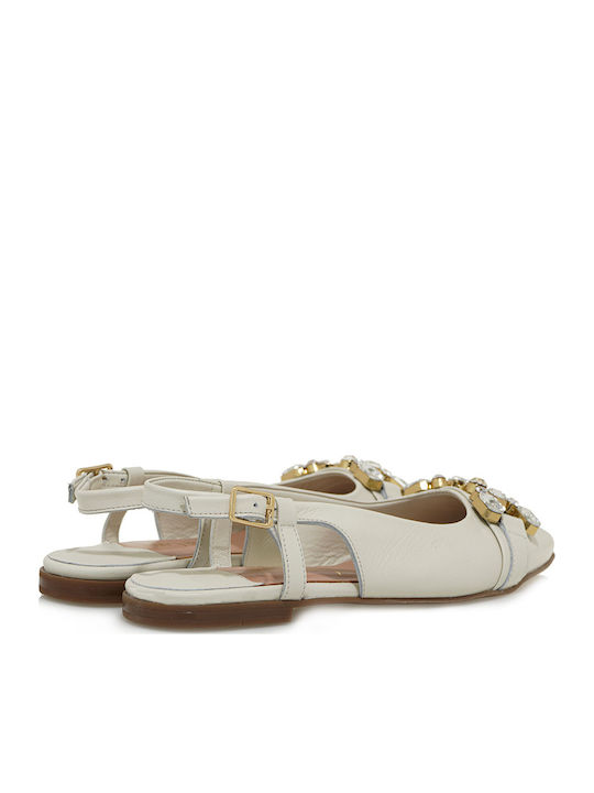 Leder Damen Ballerinas Slingback Weiße