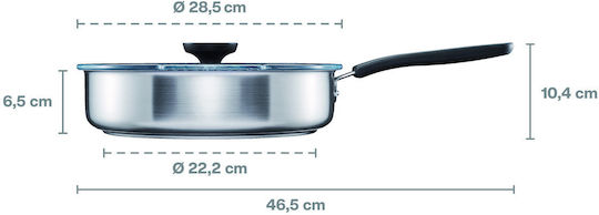 Fiskars Τηγάνι από Ανοξείδωτο Ατσάλι Με Καπάκι με Αντικολλητική Επίστρωση 26cm